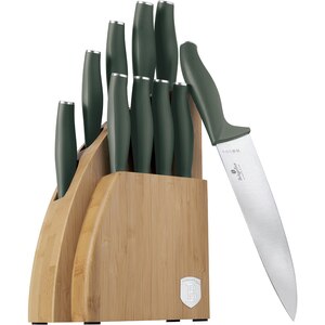 Set cutite BERLINGER HAUS BH/3123 + suport bambus, 9 piese, otel, 9-20cm, verde Set cutite BERLINGER HAUS BH/3123 + suport bambus, 9 piese, otel, 9-20cm, verde