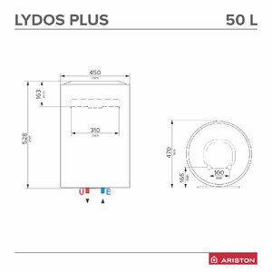 Boiler electric ARISTON Lydos Plus, 50L, 1800W, alb Boiler electric ARISTON Lydos Plus, 50L, 1800W, alb