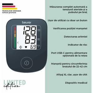 Tensiometru digital de brat BM23 editie limitata BEURER, negru Tensiometru digital de brat BM23 editie limitata BEURER, negru