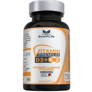 Supliment Vitamina D3 + K2 Premium, 60 capsule, BOOST4LIFE Supliment Vitamina D3 + K2 Premium, 60 capsule, BOOST4LIFE