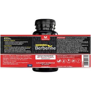 Supliment Berberina Premium 600 mg, 60 capsule, BOOST4LIFE Supliment Berberina Premium 600 mg, 60 capsule, BOOST4LIFE