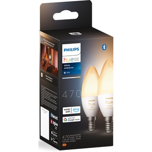Set 2 becuri LED PHILIPS HUE, E14, 5.2W, 470lm, Wi-Fi, lumina variabila, compatibil Alexa, Google Assistant Set 2 becuri LED PHILIPS HUE, E14, 5.2W, 470lm, Wi-Fi, lumina variabila, compatibil Alexa, Google Assistant
