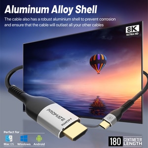 Cablu USB-C - HDMI PROMATE MEDIACORD-8K, 1.8m, negru Cablu USB-C - HDMI PROMATE MEDIACORD-8K, 1.8m, negru
