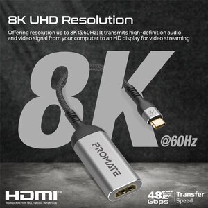 Adaptor USB-C - HDMI PROMATE MEDIALINK-8K, argintiu Adaptor USB-C - HDMI PROMATE MEDIALINK-8K, argintiu