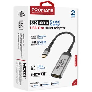Adaptor USB-C - HDMI PROMATE MEDIALINK-8K, argintiu Adaptor USB-C - HDMI PROMATE MEDIALINK-8K, argintiu