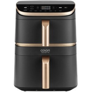 Friteuza cu aer cald dubla COSORI Turbo Tower Pro Smart CAFDC123SDEUR, 10.8l, 2630W, 3 rezistente, negru-auriu Friteuza cu aer cald dubla COSORI Turbo Tower Pro Smart CAFDC123SDEUR, 10.8l, 2630W, 3 rezistente, negru-auriu
