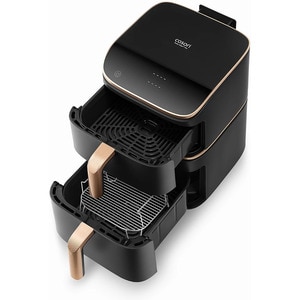 Friteuza cu aer cald dubla COSORI Turbo Tower Pro Smart CAFDC123SDEUR, 10.8l, 2630W, 3 rezistente, negru-auriu Friteuza cu aer cald dubla COSORI Turbo Tower Pro Smart CAFDC123SDEUR, 10.8l, 2630W, 3 rezistente, negru-auriu