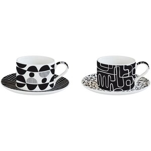 Set cani EASYLIFE Atmosphere, 4 piese, portelan, alb-negru Set cani EASYLIFE Atmosphere, 4 piese, portelan, alb-negru