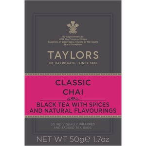Ceai negru TAYLORS OF HARROGATE Chai Clasic, 20 buc, 50g Ceai negru TAYLORS OF HARROGATE Chai Clasic, 20 buc, 50g