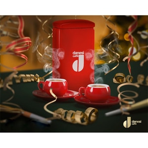 Set cutie ceramica + 6 cesti espresso DANESI CAFFE, rosu Set cutie ceramica + 6 cesti espresso DANESI CAFFE, rosu