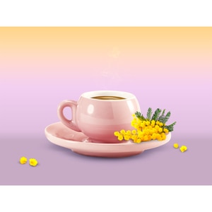 Set cutie ceramica + 6 cesti espresso DANESI CAFFE, roz Set cutie ceramica + 6 cesti espresso DANESI CAFFE, roz