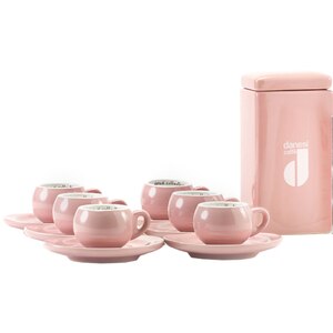 Set cutie ceramica + 6 cesti espresso DANESI CAFFE, roz Set cutie ceramica + 6 cesti espresso DANESI CAFFE, roz