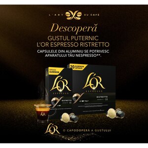Capsule cafea L'OR Espresso Ristretto, compatibile Nespresso, 20 capsule, 104g Capsule cafea L'OR Espresso Ristretto, compatibile Nespresso, 20 capsule, 104g