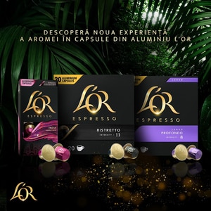 Capsule cafea L'OR Espresso Ristretto, compatibile Nespresso, 20 capsule, 104g Capsule cafea L'OR Espresso Ristretto, compatibile Nespresso, 20 capsule, 104g