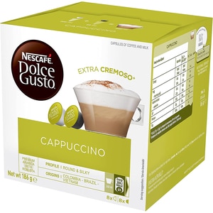 Capsule cafea NESCAFE Cappuccino, compatibile Dolce Gusto, 8 capsule cafea + 8 capsule lapte, 186.4g Capsule cafea NESCAFE Cappuccino, compatibile Dolce Gusto, 8 capsule cafea + 8 capsule lapte, 186.4g