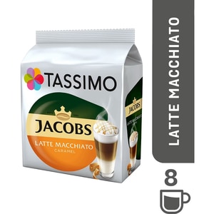 Capsule cafea TASSIMO Jacobs Caramel Macchiato, 8 capsule cafea + 8 capsule lapte, 268g Capsule cafea TASSIMO Jacobs Caramel Macchiato, 8 capsule cafea + 8 capsule lapte, 268g