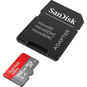 Card de memorie SANDISK Ultra microSDXC, 256GB, 150MB/s, clasa 10/U1/A1, UHS-I, adaptor Card de memorie SANDISK Ultra microSDXC, 256GB, 150MB/s, clasa 10/U1/A1, UHS-I, adaptor