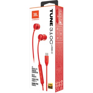 Casti JBL Tune 310C, Cu Fir, In-ear, Microfon, USB-C, rosu Casti JBL Tune 310C, Cu Fir, In-ear, Microfon, USB-C, rosu