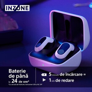 Casti Gaming SONY INZONE WF-G700NW, True Wireless Bluetooth, In-Ear, Microfon, Noise Cancelling, PC/PS5, White Casti Gaming SONY INZONE WF-G700NW, True Wireless Bluetooth, In-Ear, Microfon, Noise Cancelling, PC/PS5, White