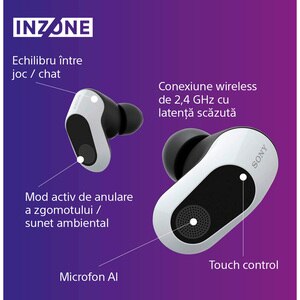 Casti Gaming SONY INZONE WF-G700NW, True Wireless Bluetooth, In-Ear, Microfon, Noise Cancelling, PC/PS5, White Casti Gaming SONY INZONE WF-G700NW, True Wireless Bluetooth, In-Ear, Microfon, Noise Cancelling, PC/PS5, White