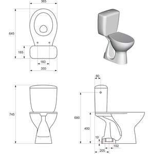 Set vas WC CERSANIT Compact 812 Ice K697-001, ceramica, rezervor 3-6 l, capac SoftClose, alb Set vas WC CERSANIT Compact 812 Ice K697-001, ceramica, rezervor 3-6 l, capac SoftClose, alb