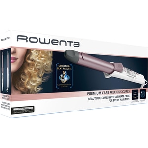 Ondulator ROWENTA Premium Care Precious Curls CF3460F0, 200 grade, invelis keratina, alb-roz Ondulator ROWENTA Premium Care Precious Curls CF3460F0, 200 grade, invelis keratina, alb-roz