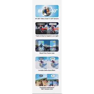 Camera video sport INSTA360 X5 Essentials Bundle, 8K, Wi-Fi, Bluetooth, negru Camera video sport INSTA360 X5 Essentials Bundle, 8K, Wi-Fi, Bluetooth, negru