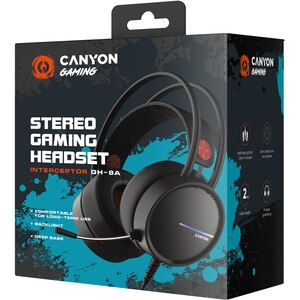 Casti Gaming CANYON Interceptor GH-8A, USB, 3.5mm, stereo, negru Casti Gaming CANYON Interceptor GH-8A, USB, 3.5mm, stereo, negru