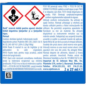 Set rezerve aparat electric anti-tantari RAID, 90 Nopti, 2 x 27 ml Set rezerve aparat electric anti-tantari RAID, 90 Nopti, 2 x 27 ml