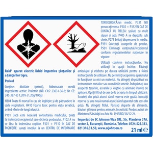 Aparat electric anti-tantari RAID Liquid, 30 nopti, 21 ml Aparat electric anti-tantari RAID Liquid, 30 nopti, 21 ml
