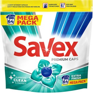 Detergent capsule SAVEX Premium Caps Extra Fresh, 64 spalari Detergent capsule SAVEX Premium Caps Extra Fresh, 64 spalari