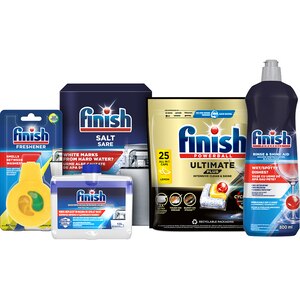 Pachet pentru masina de spalat vase FINISH Starter Pack, 5 produse Pachet pentru masina de spalat vase FINISH Starter Pack, 5 produse