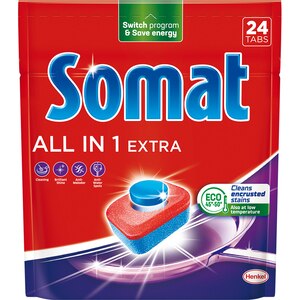 Detergent pentru masina de spalat vase SOMAT All in One Extra, 24 tablete Detergent pentru masina de spalat vase SOMAT All in One Extra, 24 tablete