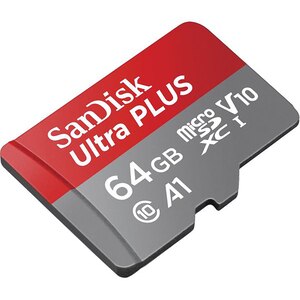 Card de memorie SANDISK Ultra Plus microSDXC, 64GB, 150MB/s, clasa 10/U1/A1, UHS-I, adaptor Card de memorie SANDISK Ultra Plus microSDXC, 64GB, 150MB/s, clasa 10/U1/A1, UHS-I, adaptor