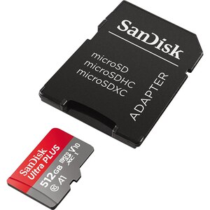 Card de memorie SANDISK Ultra Plus microSDXC, 512GB, 150MB/s, clasa 10/U1/A1, UHS-I, adaptor Card de memorie SANDISK Ultra Plus microSDXC, 512GB, 150MB/s, clasa 10/U1/A1, UHS-I, adaptor