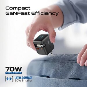 Incarcator retea PROMATE Cubix-R70, 1x USB-C, 1x USB-A, GaN Fast Charging, 70W, negru Incarcator retea PROMATE Cubix-R70, 1x USB-C, 1x USB-A, GaN Fast Charging, 70W, negru