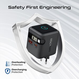 Incarcator retea PROMATE Cubix-R70, 1x USB-C, 1x USB-A, GaN Fast Charging, 70W, negru Incarcator retea PROMATE Cubix-R70, 1x USB-C, 1x USB-A, GaN Fast Charging, 70W, negru