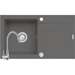 Pachet chiuveta PYRAMIS Altexia Flex, 1 cuva, picurator reversibil, compozit granit + baterie, gri Pachet chiuveta PYRAMIS Altexia Flex, 1 cuva, picurator reversibil, compozit granit + baterie, gri