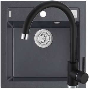 Pachet chiuveta ALVEUS Formic 20, 1 cuva, compozit granit + Baterie Kati G91, negru Pachet chiuveta ALVEUS Formic 20, 1 cuva, compozit granit + Baterie Kati G91, negru