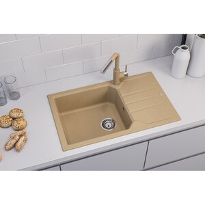 Pachet chiuveta ALVEUS Record 40 G55, 1 cuva, picurator reversibil, compozit granit + baterie Flexa + dozator, bej Pachet chiuveta ALVEUS Record 40 G55, 1 cuva, picurator reversibil, compozit granit + baterie Flexa + dozator, bej