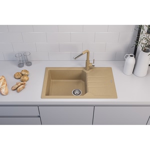 Pachet chiuveta ALVEUS Record 40 G55, 1 cuva, picurator reversibil, compozit granit + baterie Flexa + dozator, bej Pachet chiuveta ALVEUS Record 40 G55, 1 cuva, picurator reversibil, compozit granit + baterie Flexa + dozator, bej