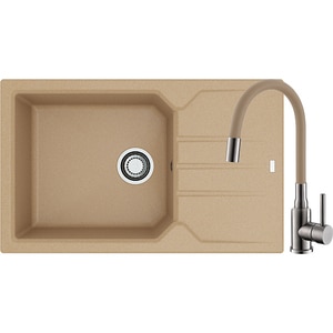 Pachet chiuveta ALVEUS Record 40 G55, 1 cuva, picurator reversibil, compozit granit + baterie Flexa + dozator, bej Pachet chiuveta ALVEUS Record 40 G55, 1 cuva, picurator reversibil, compozit granit + baterie Flexa + dozator, bej