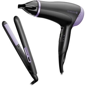 Set REMINGTON Style Essentials D3016GP: Uscator de par, 2000W, negru + Placa de indreptat parul, 215 grade, negru Set REMINGTON Style Essentials D3016GP: Uscator de par, 2000W, negru + Placa de indreptat parul, 215 grade, negru