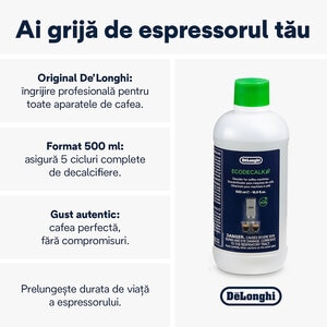 Decalcifiant DELONGHI EcoDecalk, 5 utilizari, 500ml Decalcifiant DELONGHI EcoDecalk, 5 utilizari, 500ml