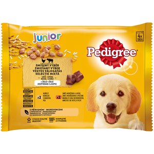 Hrana umeda pentru caini PEDIGREE, Junior, Mix cu orez in aspic, 13 x 4 x 100g Hrana umeda pentru caini PEDIGREE, Junior, Mix cu orez in aspic, 13 x 4 x 100g
