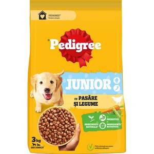 Hrana uscata pentru caini PEDIGREE, Junior, Pasare si legume, 3 kg Hrana uscata pentru caini PEDIGREE, Junior, Pasare si legume, 3 kg