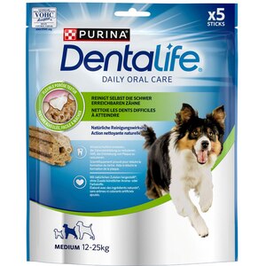 Recompensa pentru caini DENTALIFE, Talie medie, Cereale si pui, 6 x 115g Recompensa pentru caini DENTALIFE, Talie medie, Cereale si pui, 6 x 115g