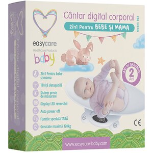 Cantar digital 2in1 EASYCARE EASY00134, 120kg, alb Cantar digital 2in1 EASYCARE EASY00134, 120kg, alb