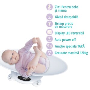 Cantar digital 2in1 EASYCARE EASY00134, 120kg, alb Cantar digital 2in1 EASYCARE EASY00134, 120kg, alb