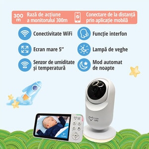 Monitor video EASYCARE Wi-Fi EASY00279, 5", alb Monitor video EASYCARE Wi-Fi EASY00279, 5", alb